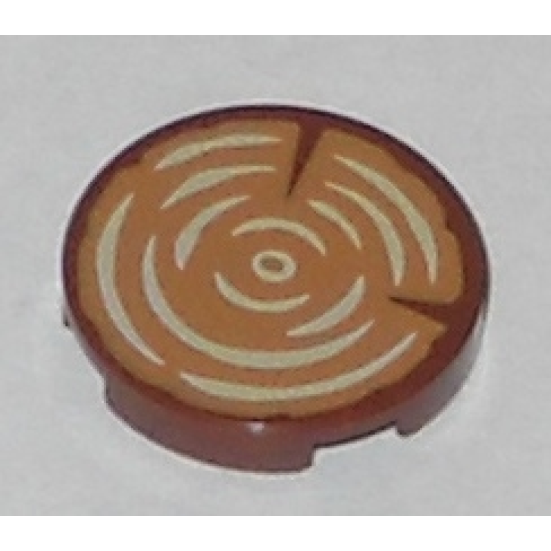 Tegel, Rond 2x2 met boomstronk opdruk Reddisch Brown